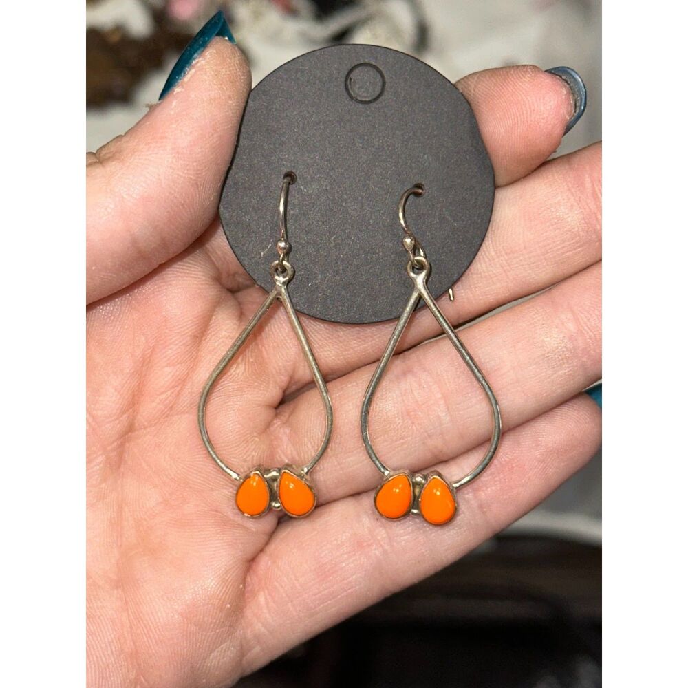 Spiny Orange .925 Sterling Silver Earrings